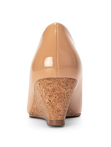 SAMMITOP Women's Wedge Heel Pumps Closed Pointy Toe Slip On Shoes Comfortable Office Wedge Classic Walking Wedding Dress Shoes4