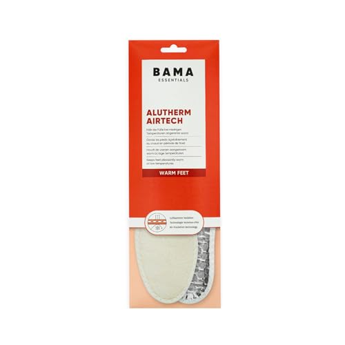 Bama Alutherm Airtech 46/47 - Plantillas cálidas para zapatos con aislamiento de cámara de aire único y escudo de protección contra el frío de aluminio, suelas térmicas fiables, 1 par