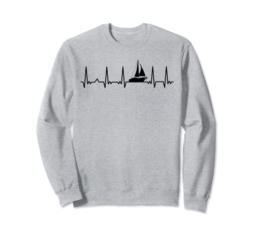 ECG Heartbeat Graphic Sailboat Capitán Sailing Sea Boat Sudadera