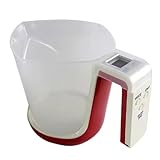 Bosiyrggrl Báscula Electrónica Doméstica con Vaso Medidor Desmontable de 1000 Ml/5 Kg para Preparar Leche en Polvo, Color Rojo