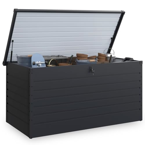 IDMarket - Coffre de rangement métal verrouillable gris anthracite pour jardin 1250L 175x95x90 cm