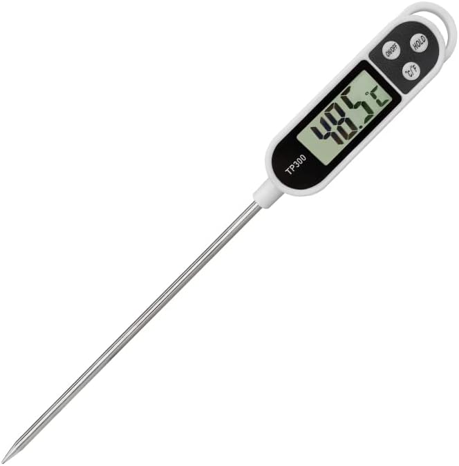 Cooking Thermometer, Digital Meat Food Thermometer Instant Read Long Probe Auto Off LCD Screen Kitchen Thermometers for BBQ, Meat, Sugar, Milk, Water, Jam, Grill (Battery Included)