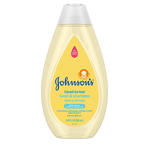Image of Johnson's Head-to-Toe Gentle Baby Body Wash & Shampoo, Tear-Free, Sulfate-Free & Hypoallergenic Bath Wash & Shampoo for Baby's Sensitive Skin & Hair, Washes Away 99.9% of Germs 16.9 fl. oz