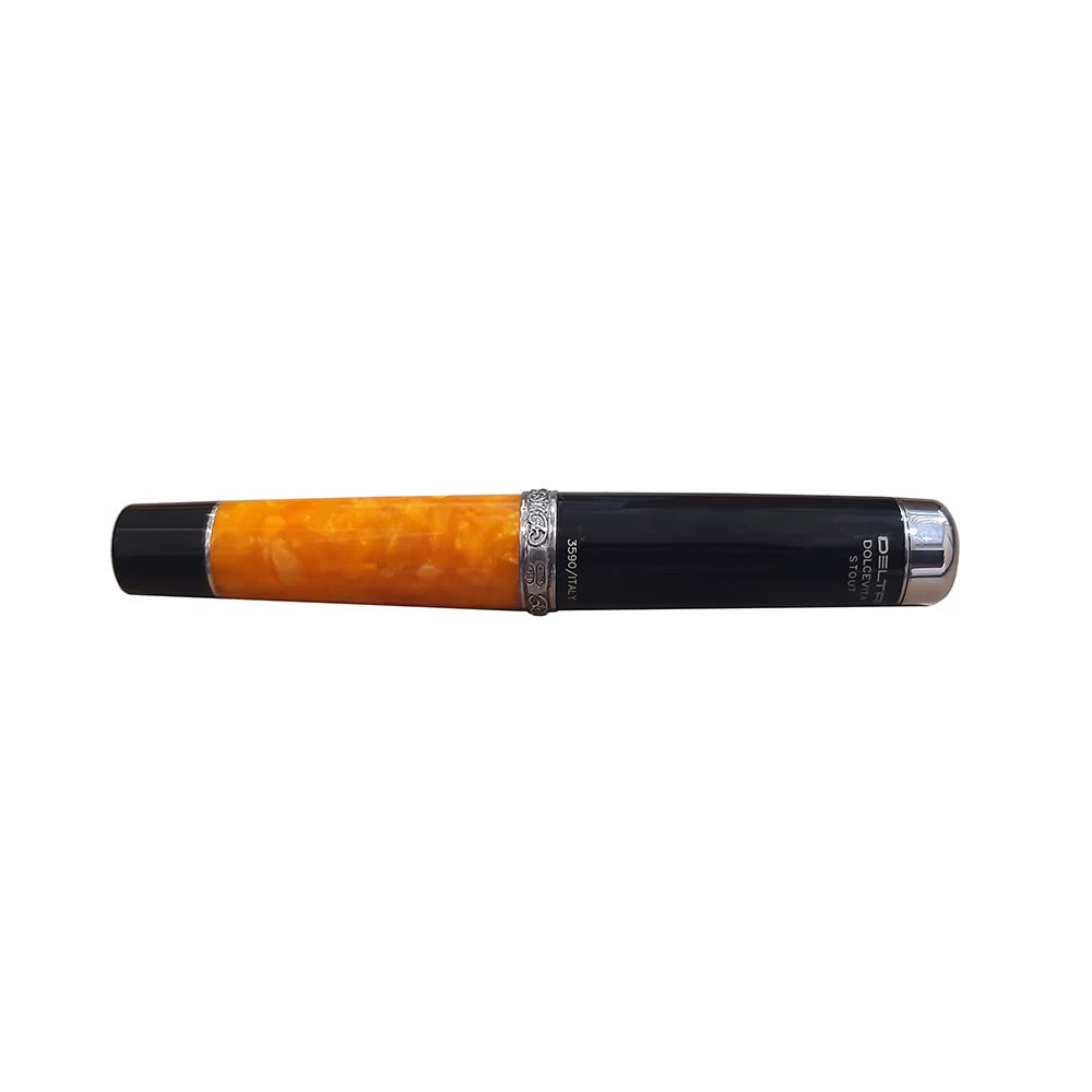 DELTA Dolcevita Stout Black/Orange Resin Fountain Pen ? Broad Nib