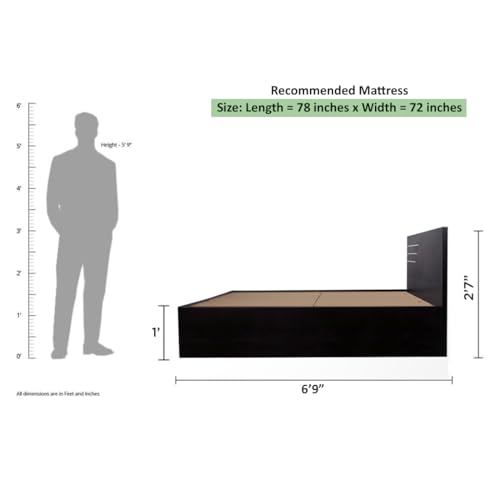 Image of Bharat Lifestyle Amsterdam Engineered Wood King Size Bed Without Storage (78x72 Inch, Wenge Finish) | Wooden Double Bed for Bedroom & Living Room | Knock Down Assembly | 1 Year Warranty