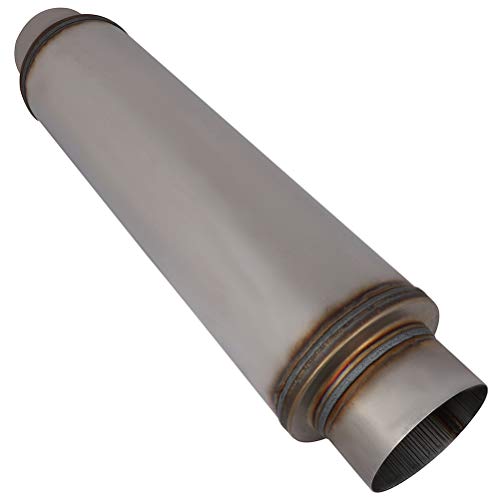 AUTOMUTO 5  Inch Inlet Exhaust Mufflers 5 x5 x30  Qty (1) Stainless Steel Diesel Exhaust Muffler 5  Inlet Outlet Silver