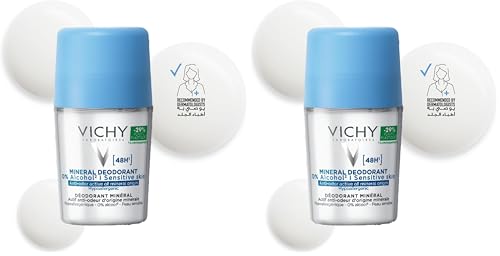 Vichy Dermo-Tolerance Deodorante Roll-on, Per Tutti i Tipi di Pelle, Unisex, Elevata Efficacia e Tollerabilità, Senza Sali di Alluminio, Senza Alcool, Senza Parabeni, 50 ml (Confezione da 2)