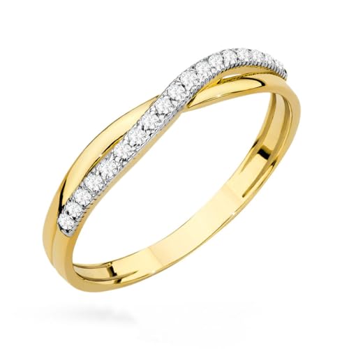 Sakrami Anello Oro 9KT Intreccio con Zirconi Bianchi – Design Elegante e Luminoso − Scatola Personalizzabile con Incisione − Idea Regalo Donna Ragazza per Anniversario, San Valentino, Compleanno (10)