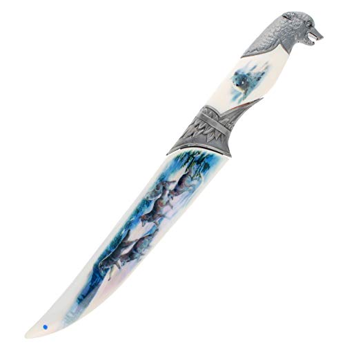 ASR Outdoor 13.5 inch Fantasy Fixed Blade Collector's Wolf Pack Hunting Knife with Ornamental Scabbard