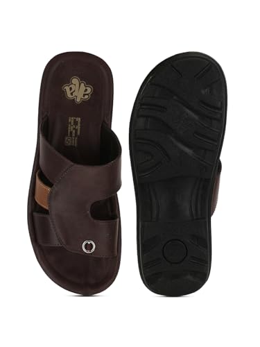 Image of Liberty A-HA MPU-58 Casual Flat Sandal For Men - Black,Brown, Tan PU Slip-on Slipper - Stylish Footwear for Travel, Office & Home - Soft Padded Sole - Lightweight and Durable - Outdoor Chappal for Man