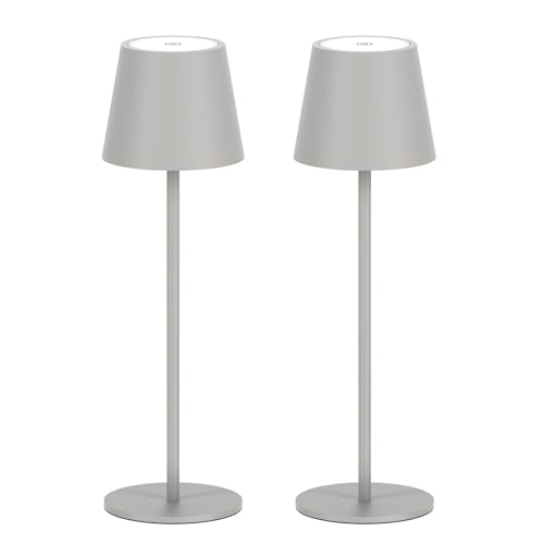 Lampe LED dimmable 3000K sans fil étanche IP54 en aluminium avec chargement USB gris sable