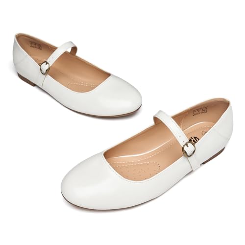 Image of Rekayla Flats for Women Mary Jane Shoes Women Round Toe Ballet Flats with Buckle Strap Comfortable Dress Shoes for Work Casual Daily Wear