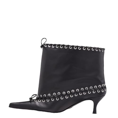 keleimusi Laced Embellishment Knee High Boots Women Metal Eyelets Pointed Toe Tall Boots Kitten Heel Bow Tie Long Boot Pull On Dress Fashion Wide Calf Knee High Boots/Short Booties