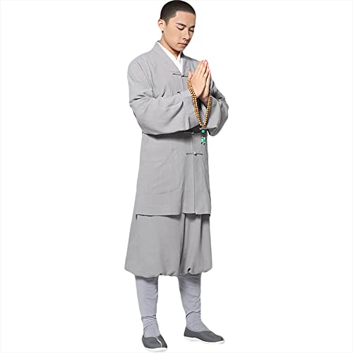 ZooBoo Men's Cotton and Linen Monk Uniforms - Meditation Gown Suit Kungfu Clothes Martial Arts Clothing Arhat Suits