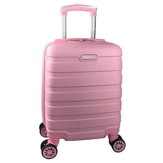Mala De Viagem Pequena Bordo 10Kg Abs Rodinhas 360° De Mão Medidas Anac Rosa Claro Feminina