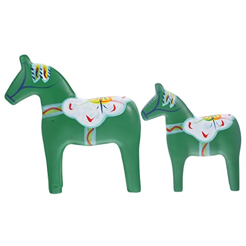 Statue de cheval en bois sculpté Feng Shui verte pour salon