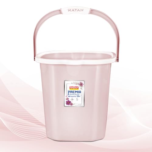 Image of RATAN PLASTICWARE Premia Bathroom Set (Bucket 25L X 1) + (Mug 1.5L X 1) + (Small Stool X 1) - Diaso Pink|Light Weight and Easy to Carry|Perfect for Use in Bathrooms, Kitchen & Wet Utility Areas