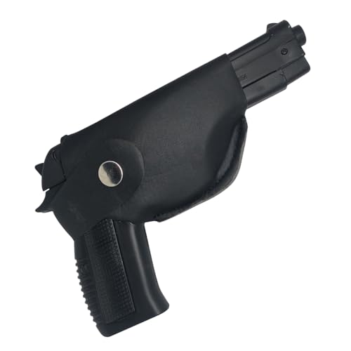 Image of 608 Lighter with Barrel Pull Back Heavy Metal Made Black Color Gun Shape Gas Lighter with PU Holster | Loading Feature Dummy Gun Jet Flame Butane Refillable Lighter