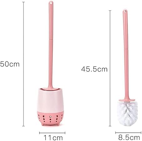 Image of Favria Toilet Brush with Holder - Long Handle, Wall-Mounted Stand, Durable Bristles - Bathroom Cleaning Brush (Pack of 2 Grey)