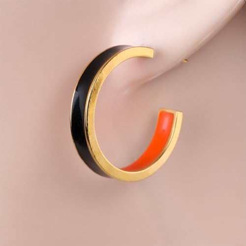 Chunky Gold Earrings for Women C Shaped Round Hoop Earrings 18K Gold Plated Stainless Steel Enamel Earrings Jewelry Gift4