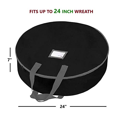 Primode Christmas Wreath Storage Bag 24"- Garland Wreaths Container With Handles - Durable 600D Oxford Polyester Material Holiday Wreaths Storage Holder 24” (Black) #TOP3