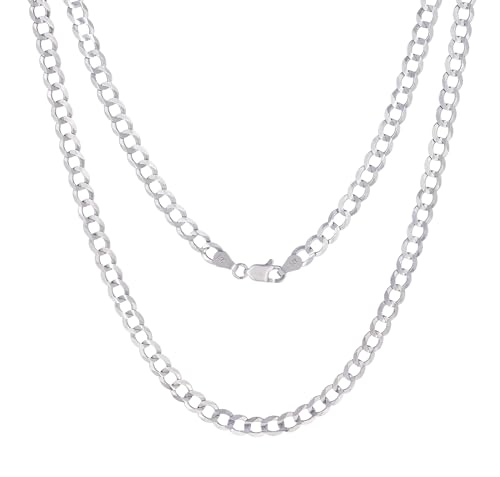 Nuragold 14k Real White Gold Solid Cuban Curb Link 5mm Chain Necklace (16