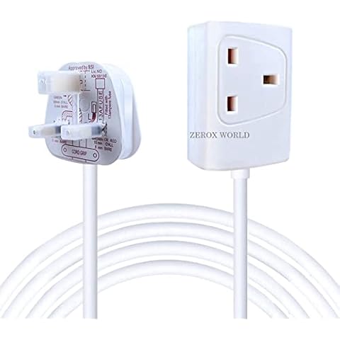 LUXE DIVA 1 Way Gang Single Socket Mains Power Extension Lead 13A UK 3Pin Plug (2M, White) Cover