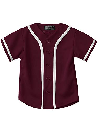 Hat and Beyond Kids Baseball Button Down Jersey (12M, 05up01_Burgundy/White)