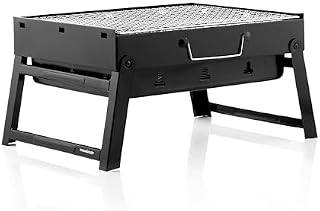 InnovaGoods - Składany Grill Stołowy na Węgiel Drzewny, Przenośny, Łatwy w Użyciu i Czyszczeniu, Kompatybilny z Węglem Drzewnym, Czarny, 41x28x20 cm
