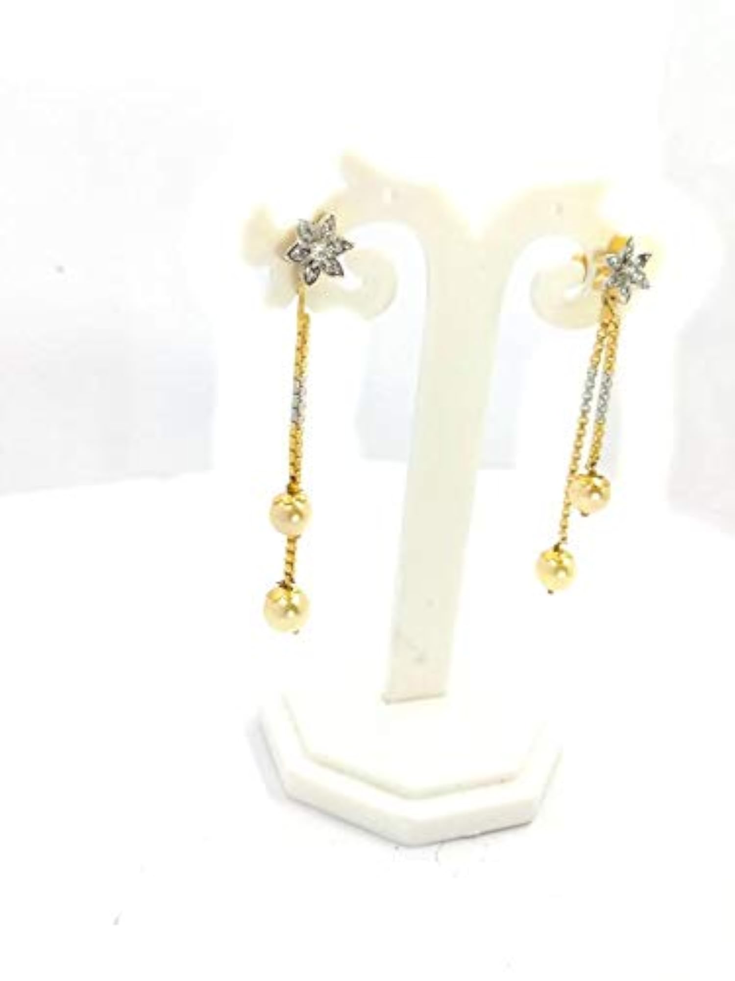 Women's Micro Gold Polished Kundan & Australian Diamond Dangle Earrings