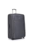 Aerostar Extra Large 32” Lightweight Softshell Expandable Suitcase, Check in Luggage 2 Corner Wheels with Integrated Combination Lock for 30kg (Charcoal Grey, 162 litres)