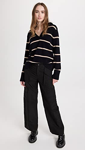 Image of Vince Women's Johny Collar Stripped Easy Sweater