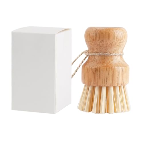 Rockreyoa Spazzola per funghi, rotonda, in legno, per champignon, per lavare le patate, in legno, per la frutta, per la pulizia dei funghi, albicocca, 1 pezzo