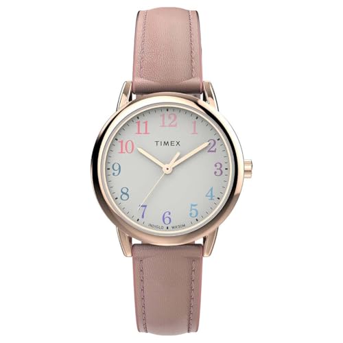 Image of Timex Women's Easy Reader® 30mm Watch, White Dial Rose Gold-Tone Case, Pink Strap TW2W32300