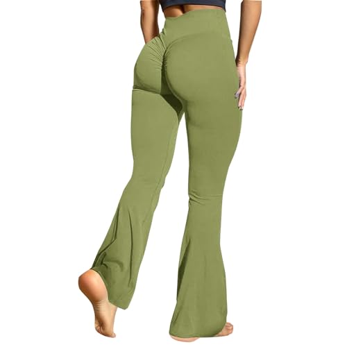 Leggings deportivos mujer fitness pantalones de pata crossover elásticos medias pierna ancha leggins cintura alta pantacollant talla grande slim fit pantalón flare suave para running entrenamiento