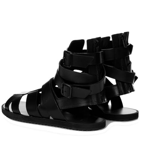 MILDSEVEN Business Roman Sandals for Men, Retro Handmade Open Toe Beach Shoes, Fashion Casual Soft Fisherman Shoes with Buckles4