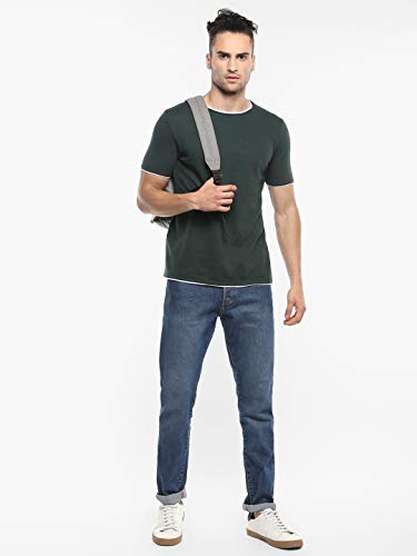 Image of Alan Jones Clothing Men's 100% Cotton Regular Fit Double Collar Round Neck T-Shirt