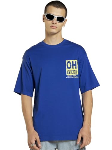 T-shirt typographie oversize homme Bewakoof bleu pour vos sorties urbaines branchées
