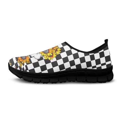 Women Slip On Loafers Black & White Checkered Print Men Low Cut Casual Shoes Walking Sneakers Pull-On Loafer Flats US 5-13 Couple's Shoes3