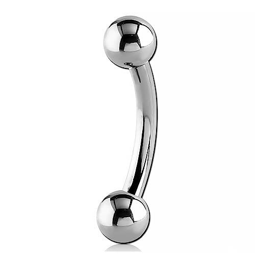 Inoki - Micro Barbell Curvo Titanio con Bolas - Espesor 1.2 mm, Long. int. 7 mm, Bola 3 mm