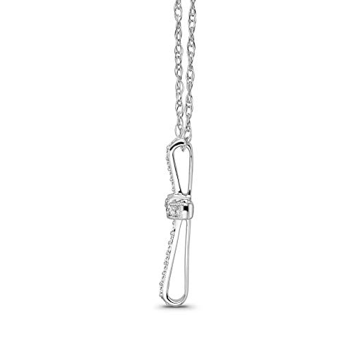 14K White Gold Diamond Cross Pendant With Gold Plated Silver Rope Chain Necklace (1/4 Cttw, I-J Color, I2-I3 Clarity), 18" #TOP1