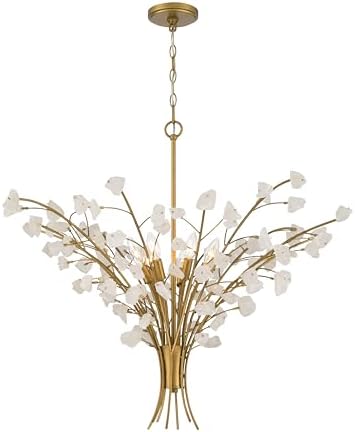 Minka-Lavery Ramus 36.25" 6-Light Chandelier - Legacy Brass with Crystalline Quartz Stone (Bulb Not Included)