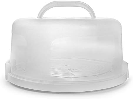Zoofen Round Cake Carrier White Cake Stand 11 Inch Plastic Cake Container with Handle and Lid for Travel(White)