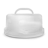 Zoofen Round Cake Carrier White Cake Stand 11 Inch Plastic Cake Container with Handle and Lid for Tr