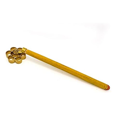 TAZBI Bronze Achappam Mould/Achumuruku Achu Mould/Maker/Achappam Maker Mould with Wooden Handle (Small) Cover