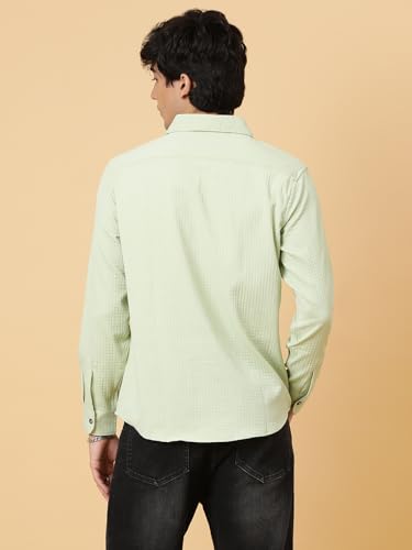 Image of KOTTY Men's Textured Casual Shirt - Long Sleeve||Button-Down Collar||Classic Fit