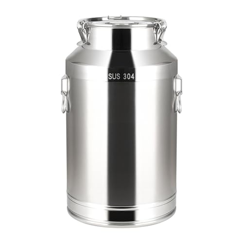 Stainless Steel Milk Can Heavy Duty Milk Jug Milk Bucket Wine Pail Bucket Bottle Liquid Container Storage for Kitchen Restaurant(28L)