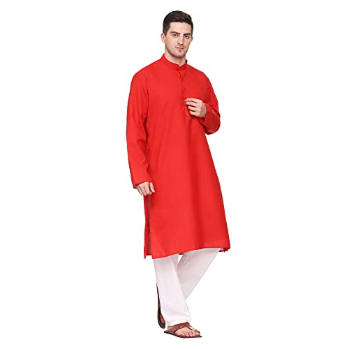 Image of ITOS365 Men Cotton Blend Kurta Pyjama Set Party Fashion Regular Ethinic Wear Indian Dress Gift for Men