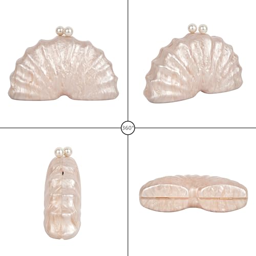 Image of Women Seashell Evening Bag Purse Mermaid Chain Strap Clutch Handbag Shoulder Bag | Seashell