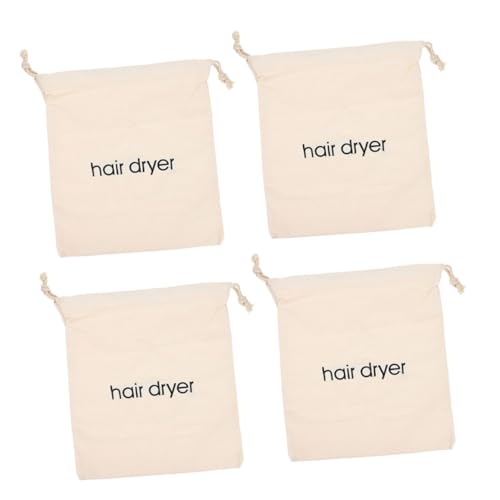 TOGEVAL 4個 刺繍入りキャンバス巾着袋 多機能ドライヤー収納バッグ 大容量防塵コスメ収納バッグ トラベル ホテル用